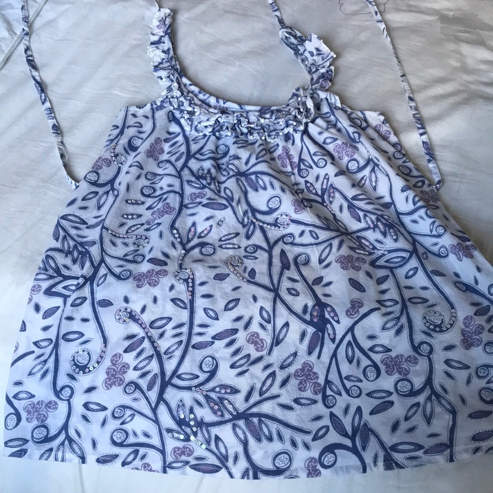 White and purple blouse